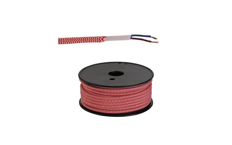 Glorelle 25m Roll Red & White Wave Stripes Braided 2 Core 0.75mm Cable Luxuria