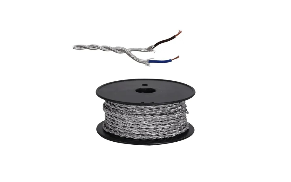 Glorelle 25m Roll Silver Braided Twisted 2 Core 0.75mm Cable Luxuria