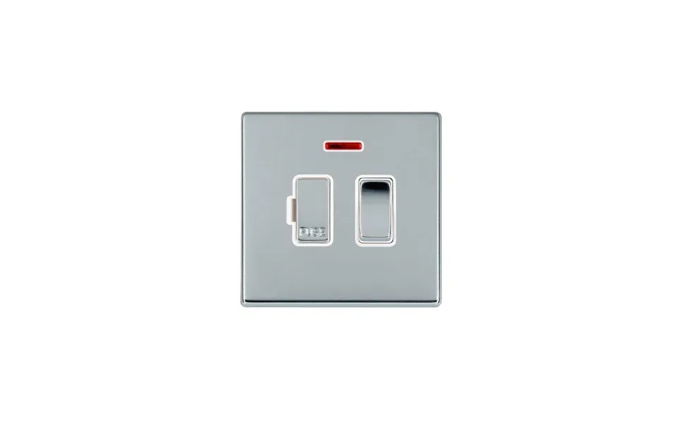 Hamilton G2 1 Gang 13a Dp Fused Spur With Neon Connection Unit Bright Chrome Insert White