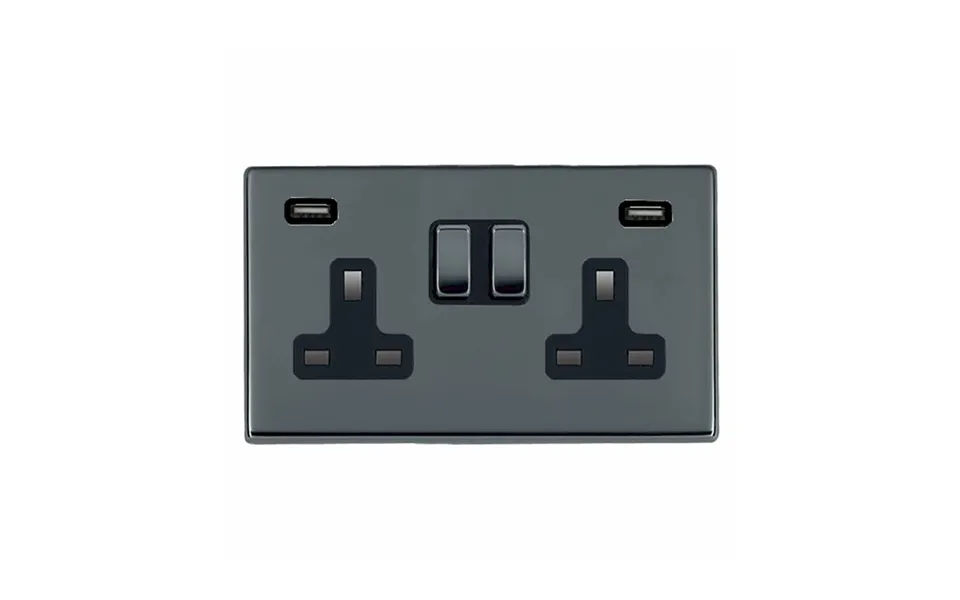 Hamilton G2 Richmond Bronze 2g 13a Switched Socket 2 Usb Black Insert