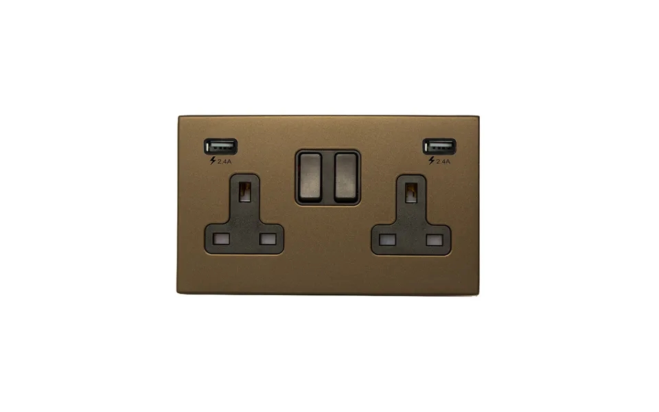 Hamilton G2 Richmond Bronze 2g 13a Switched Socket 2 Usb Black Insert