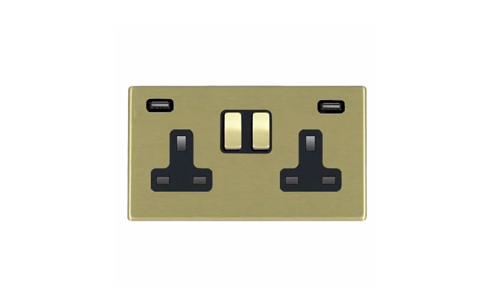 Hamilton G2 Richmond Bronze 2g 13a Switched Socket 2 Usb Black Insert