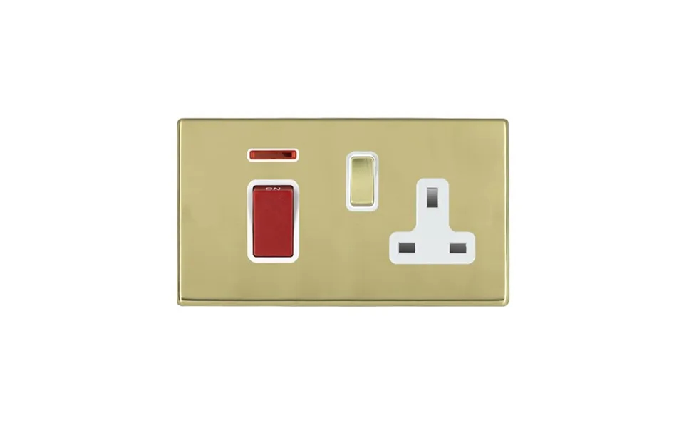 Hamilton G2 Stainless Steel 45a Red Rocker Neon 13a Switched Socket Wh