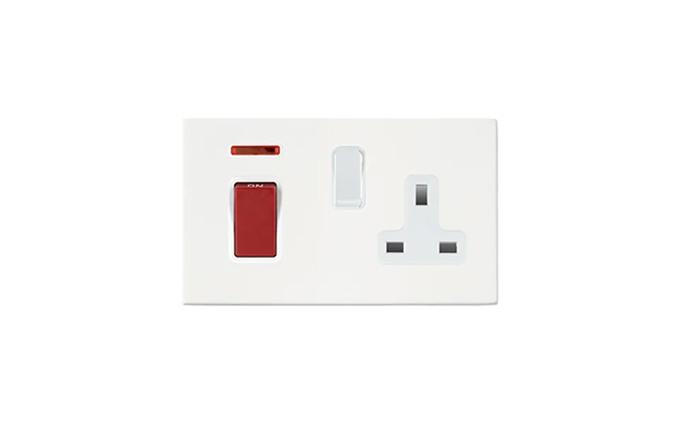 Hamilton G2 Stainless Steel 45a Red Rocker Neon 13a Switched Socket Wh