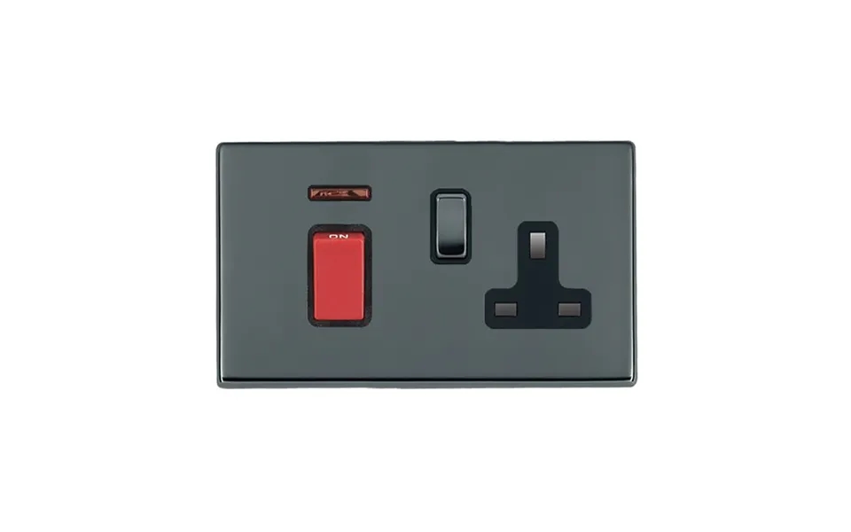 Hamilton G2 Stainless Steel 45a Red Rocker Neon 13a Switched Socket Wh