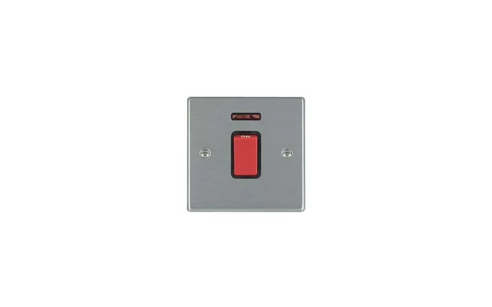 Hamilton Hartland 1g 45a Red Rocker Switch With Neon Satin Steel Black