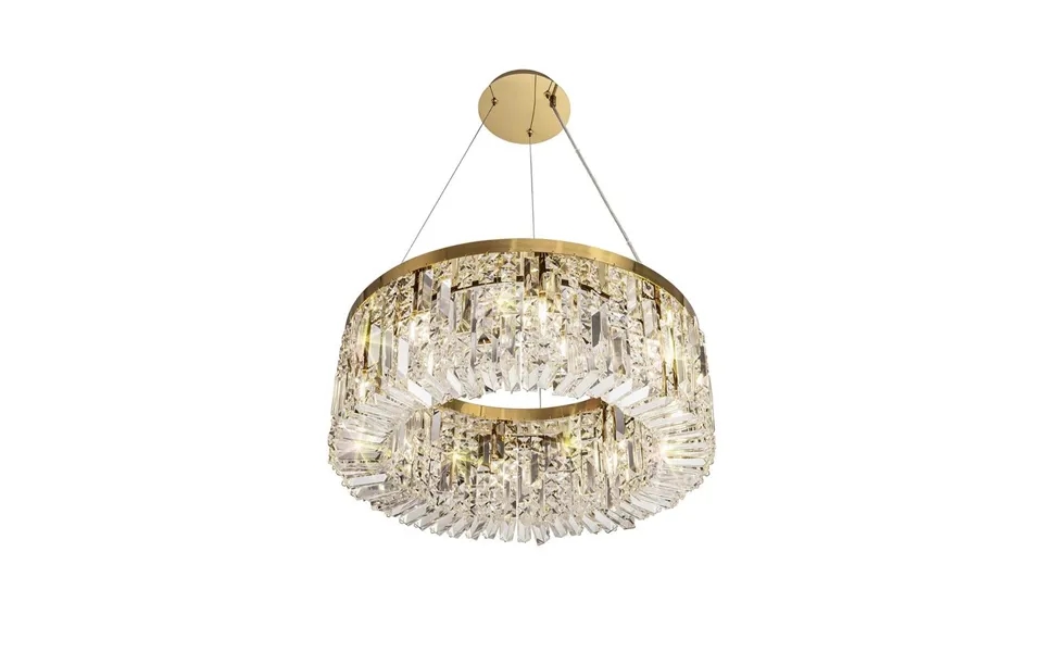 Illumia 60cm Round Pendant Chandelier 8 Light E14 Gold Crystal Luxuria