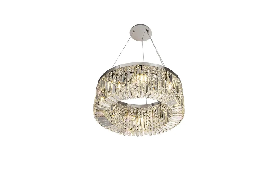 Illumia 60cm Round Pendant Chandelier 8 Light E14 Polished Chrome Crystal Luxuria