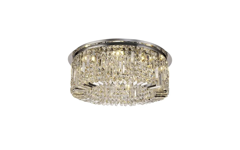 Illumia 65cm Round Flush Chandelier 8 Light E14 Polished Chrome Crystal Luxuria