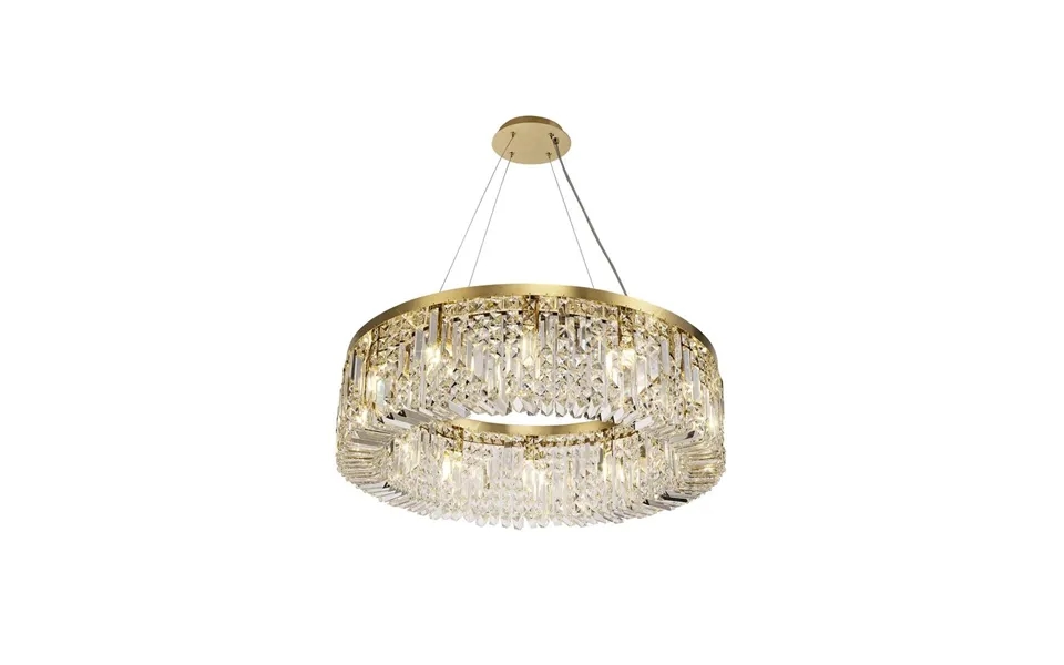 Illumia 80cm Round Pendant Chandelier 12 Light E14 Gold Crystal Luxuria