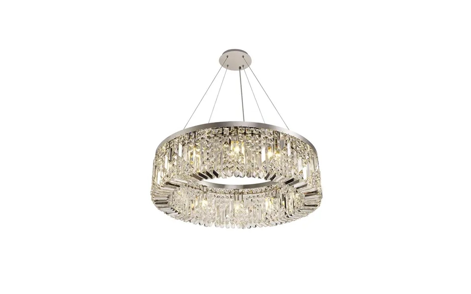 Illumia 80cm Round Pendant Chandelier 12 Light E14 Polished Chrome Crystal Luxuria