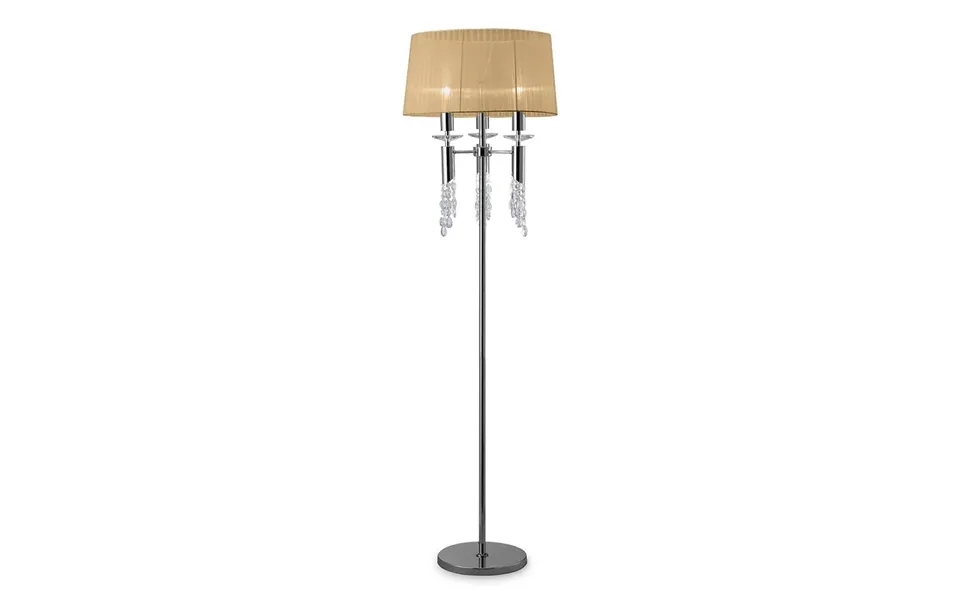 Tiffany Floor Lamp 3 3 Light E27 G9 Polished Chrome With Soft Bronze Shade & Clear Crystal Mantra