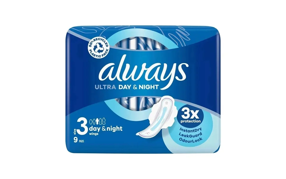 Always Ultra Sanitary Towels Day & Night Wings Size 3 9 Pcs