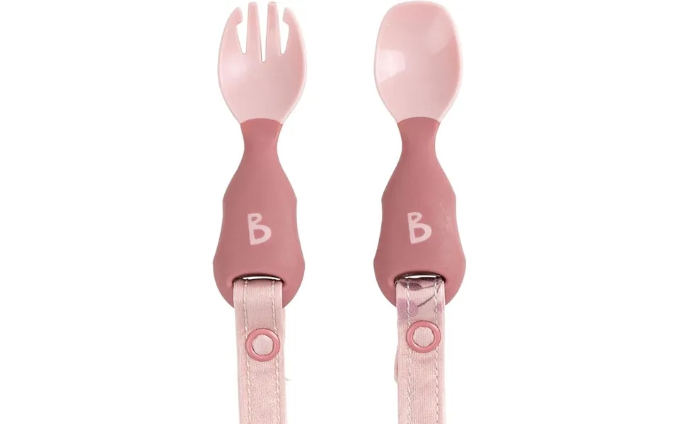Bibado Handi Cutlery Attachable Weaning Cutlery Set 6 Months 2 Pcs - Blush
