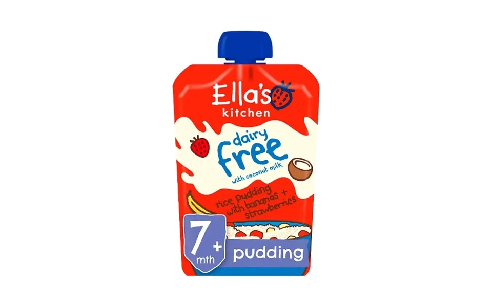 Ella's Kitchen Organic Dairy Free Rice Pudding With Bananas & Strawberries Baby Pouch 7 Months 80g