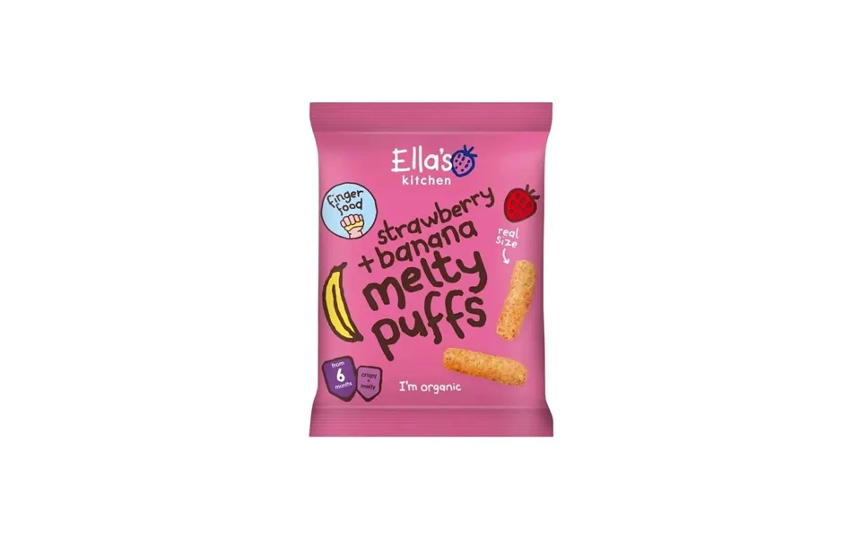 Ella's Kitchen Organic Strawberry & Banana Melty Puffs Baby Snack 6 Months 20g