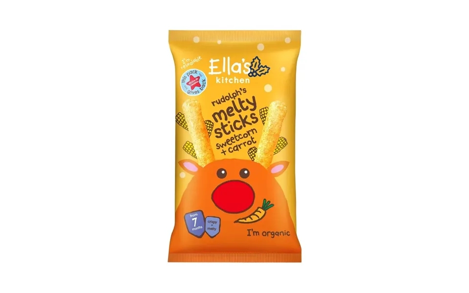 Ella's Kitchen Organic Sweetcorn & Carrot Melty Sticks Baby Snack 7 Months 16g
