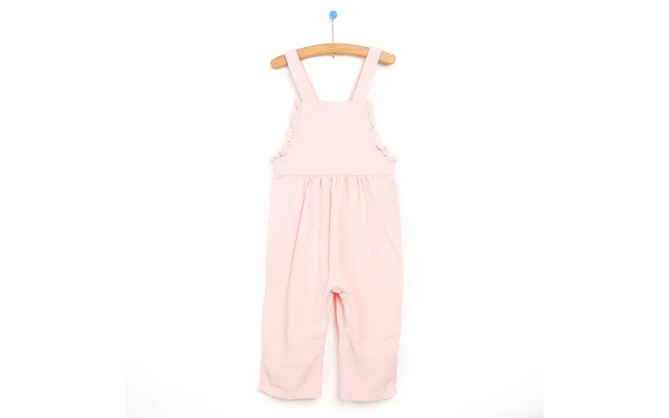Hellobaby Basic Baby Girl Velvet Overall - Pink, 9 Months