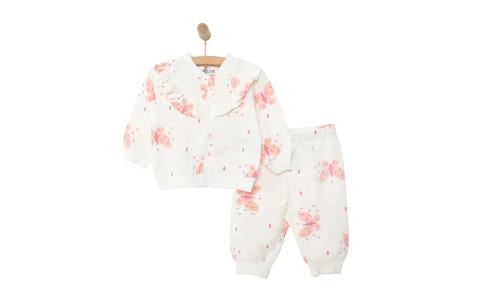 Hellobaby Basic Baby Girl Zippered Joggers - Ecru