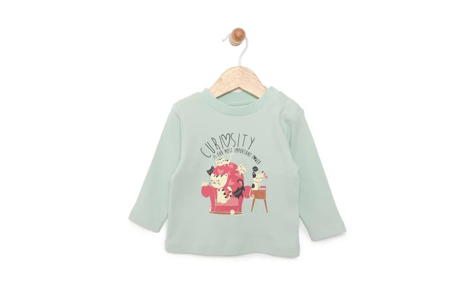 Hellobaby Basic Cat Printed Interlock Long Sleeve T-shirt - Multicolour
