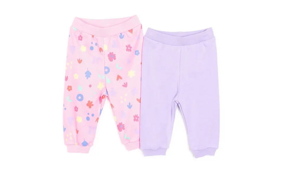 Hellobaby Basic Girl Flower Patterned Footed Bottom 2 Pcs - Pink