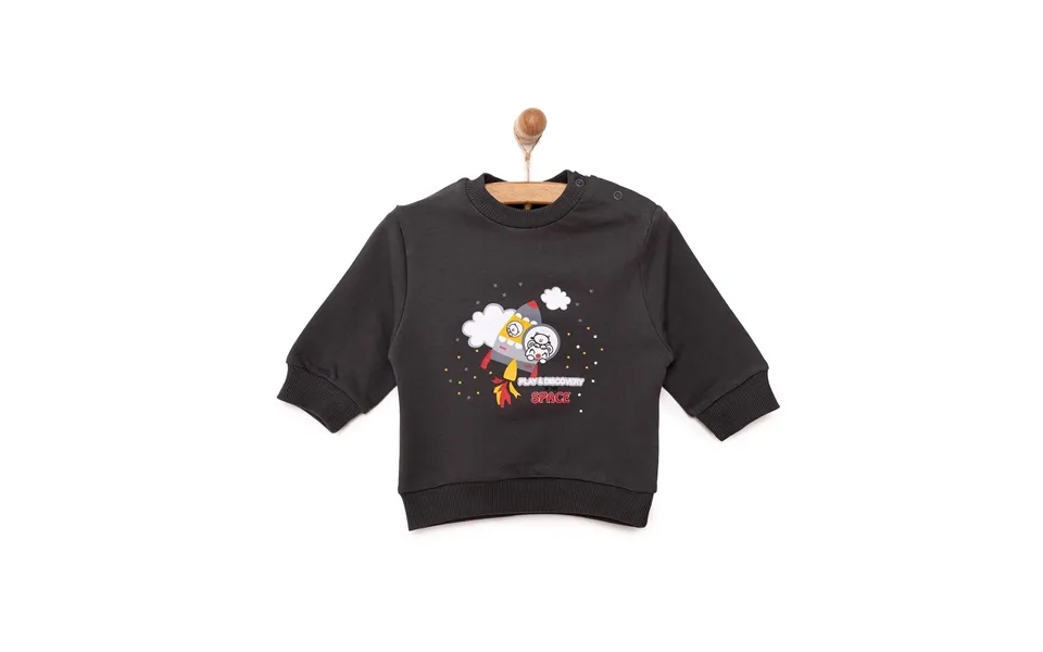 Hellobaby Basic Low Raised Lion Printed Sweatshirt - Dark Grey