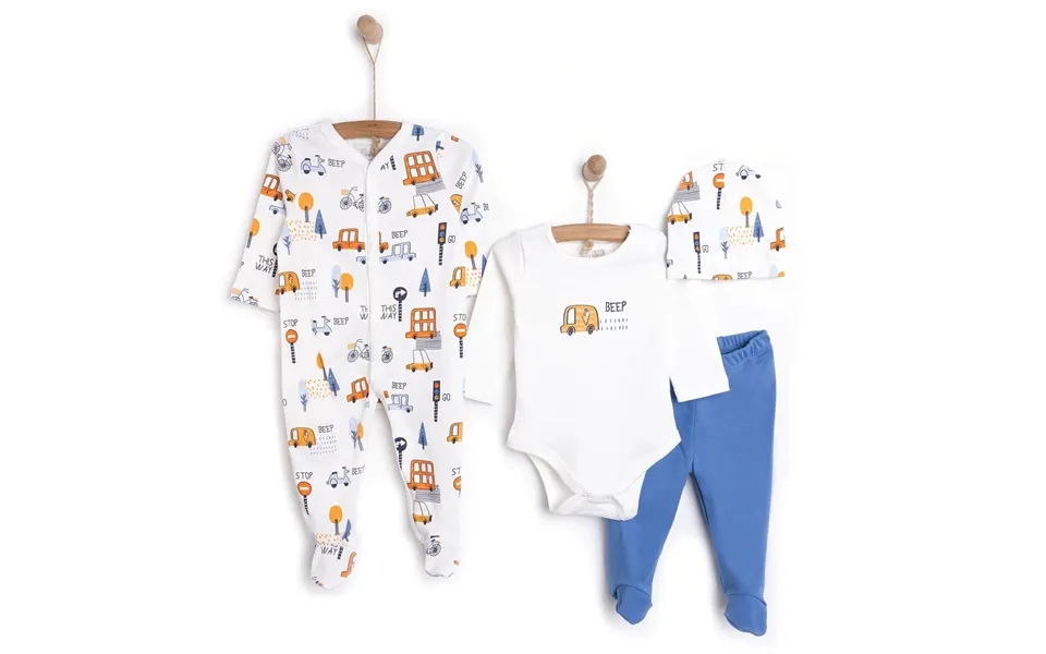 Hellobaby Unisex Newborn Starter Set 4 Pcs - Dark Blue, 3 Months