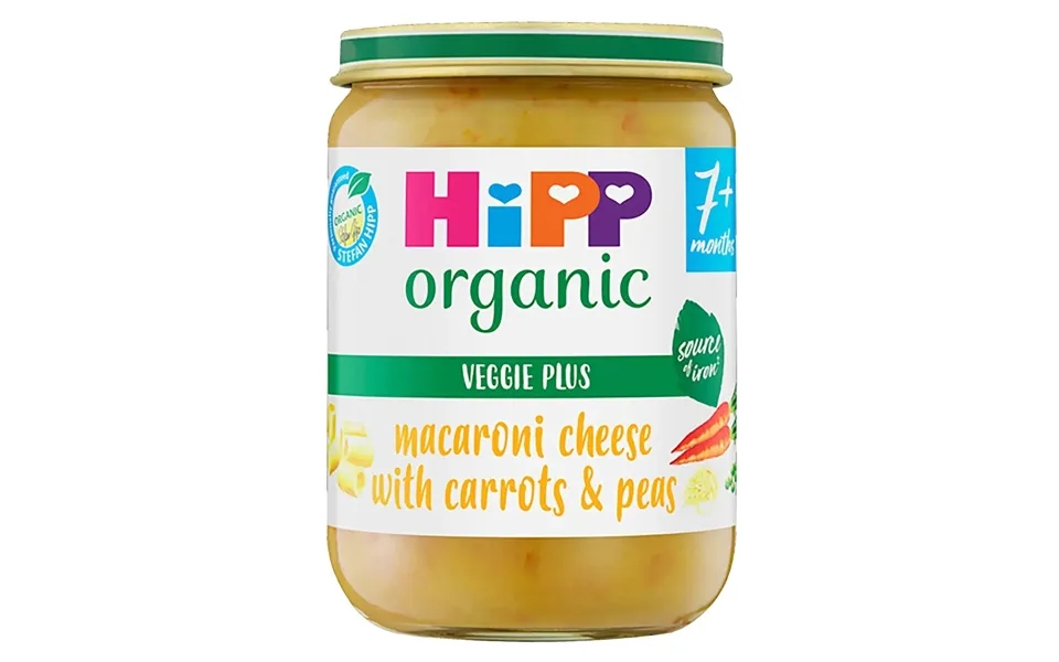 Hipp Organic Macaroni Cheese With Carrots And Peas Baby Food Jar 7 Months 190g