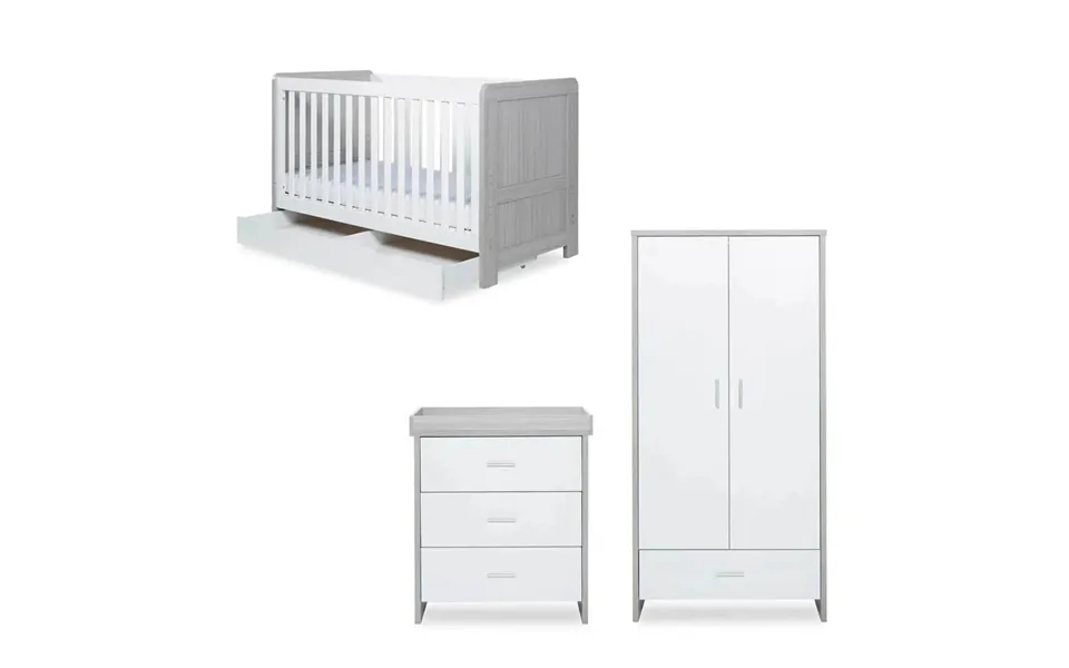 Ickle Bubba Pembrey Furniture Set Under Drawer Ash Grey & White 3 Pcs - Premium Sprung Mattress