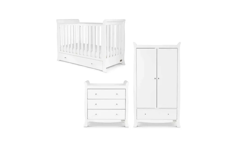 Ickle Bubba Snowdon 4-in-1 Mini 3 Piece Furniture Set White - Premium Sprung Mattress