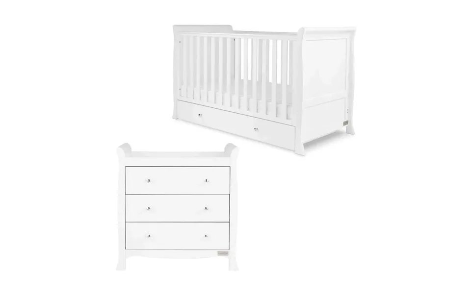 Ickle Bubba Snowdon Classic 2 Piece Furniture Set White - Premium Sprung Mattress