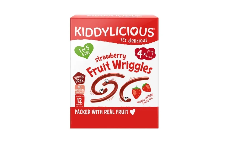 Kiddylicious Strawberry Fruit Wriggles Multi 12 Months 48g 4x12g
