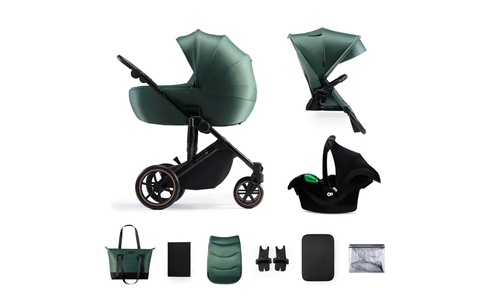 Kinderkraft 3-in-1 Mink Pro Prime 2 Travel System With Car Seat - Dark Green