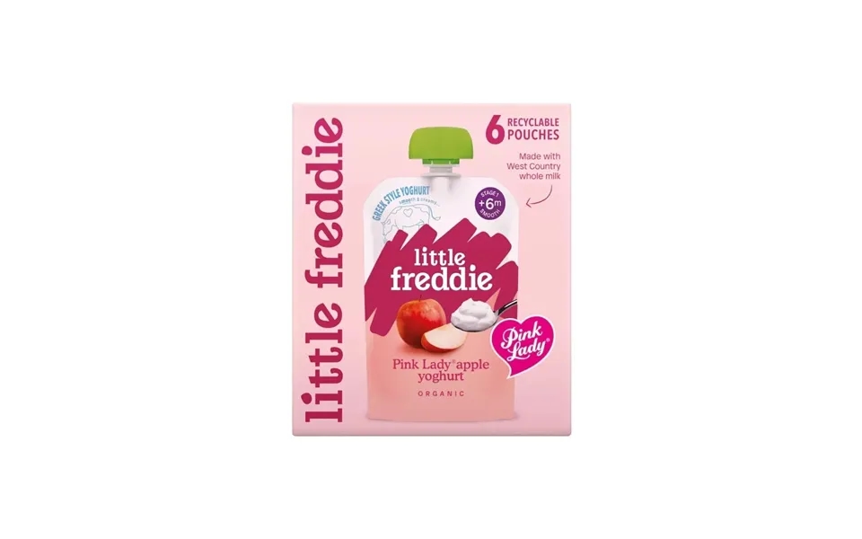 Little Freddie Organic Pink Lady Greek Style Yoghurt Baby Food Pouch Multipack 6 Months 600g 6x100g