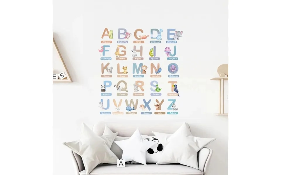 Live Vida Alphabet Wall Stickers With Animal Figures 26 Pcs - Blue