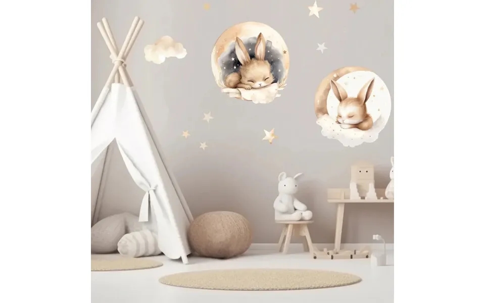 Live Vida Sleeping Bunnies Circle Wall Art Stickers 2 Pcs