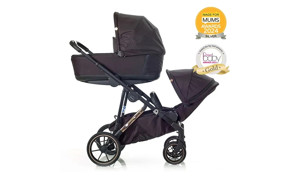 Mee-go Uno Plus 2 In1 Pushchair & Pram - Black Rose