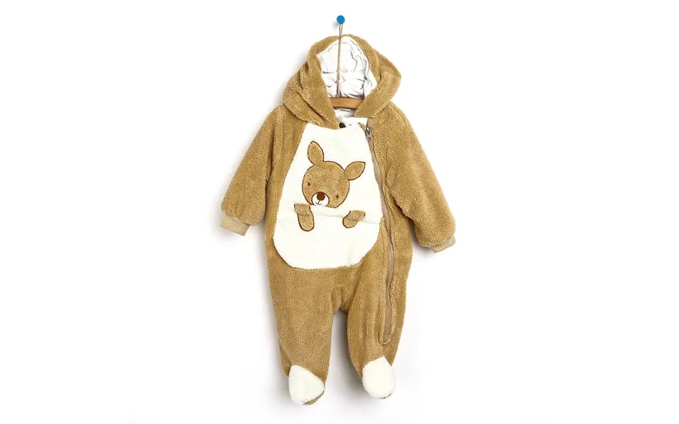 Midimod Newborn Welsoft Kangaroo Footed Jumpsuit - Brown, 9 Months