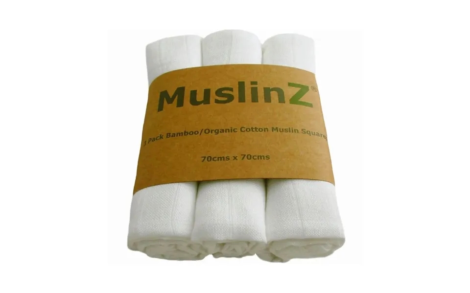 Muslinz 3 Pack Bamboo Organic Cotton Muslin Squares 70x70cm - White