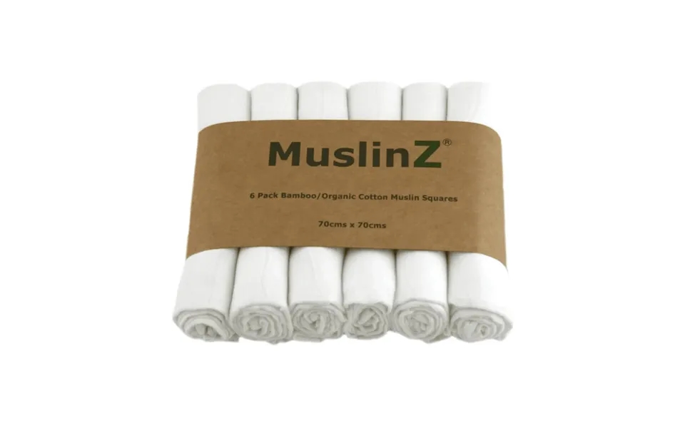 Muslinz 6 Pack Bamboo Organic Cotton Muslin Squares 70x70cm White