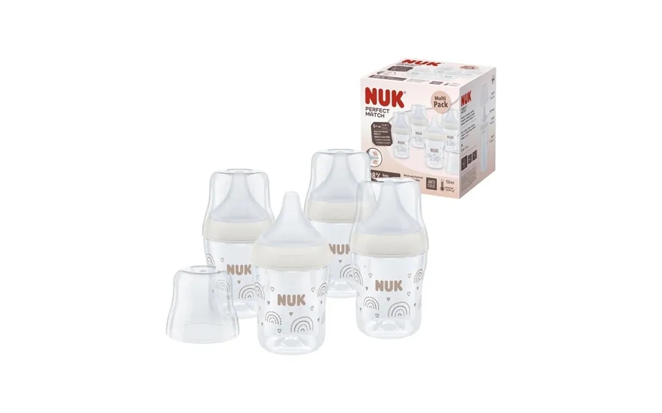 Nuk Anti-colic Perfect Match 150ml Pack Of 4 - Rainbow