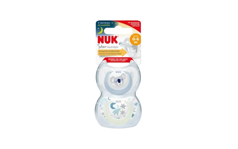 Nuk Star Day & Night Soother 0-6 Months 2 Pcs - Blue