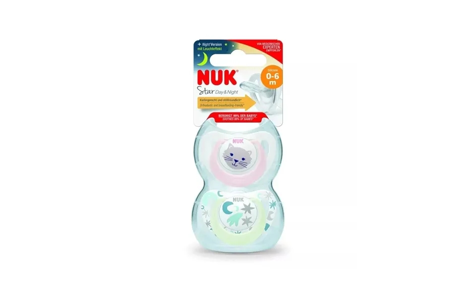 Nuk Star Day & Night Soother 0-6 Months 2 Pcs - Pink