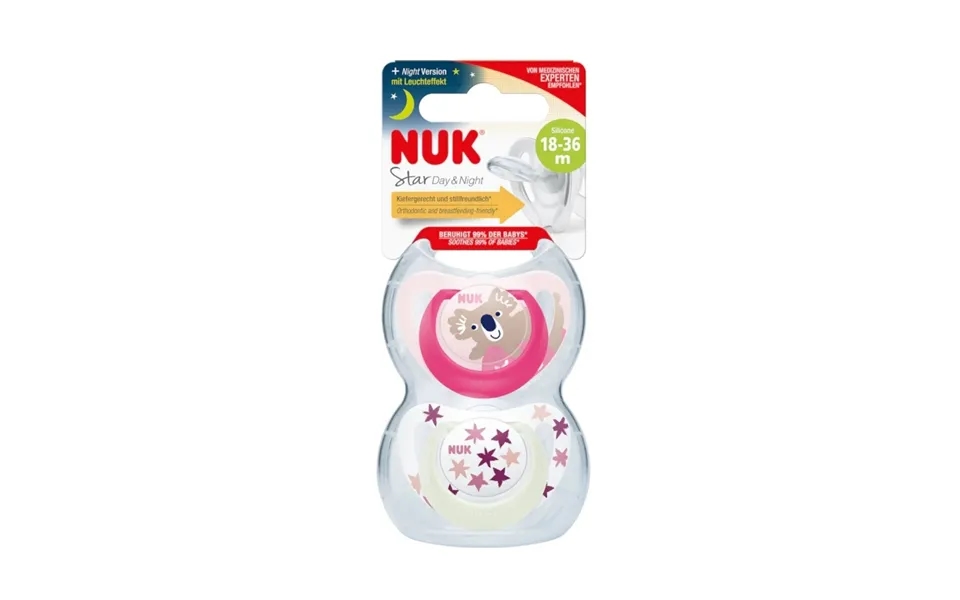 Nuk Star Day & Night Soother 18-36 Months 2 Pcs - Pink