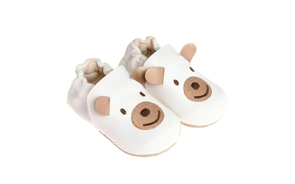 Papulin Unisex Bear Patterned Booties - White, 17