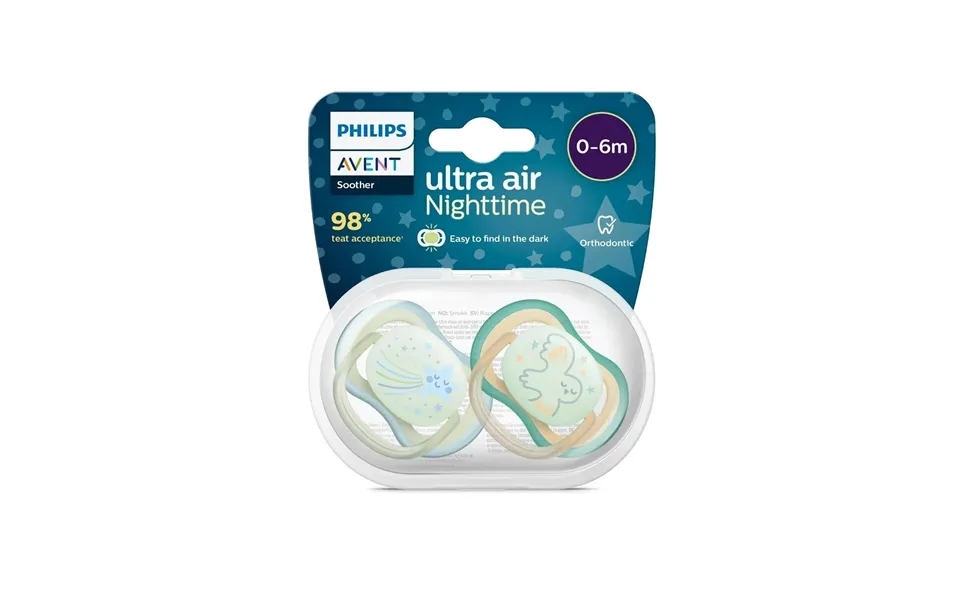 Philips Avent Ultra Air Night Soother 0-6 Months Pack Of 2