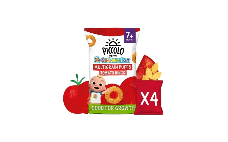 Piccolo Organic Multigrain Puffs Tomato Rings 7 Months 60g 4x15g