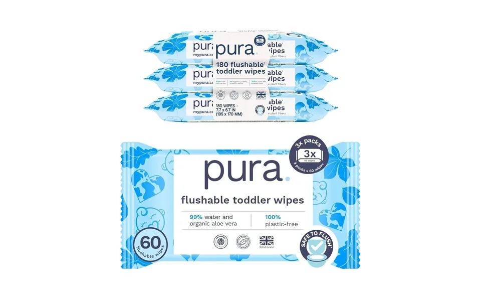 Pura Baby Wipes Flushable 3x60 Pcs