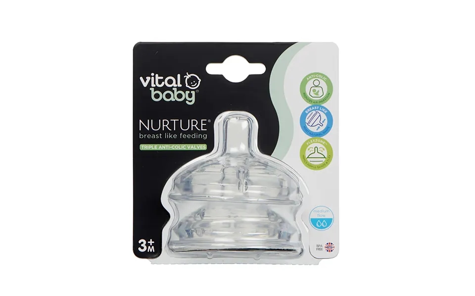 Vital Baby Nurture Breast Like Feeding Teat Medium Flow 2 Pcs
