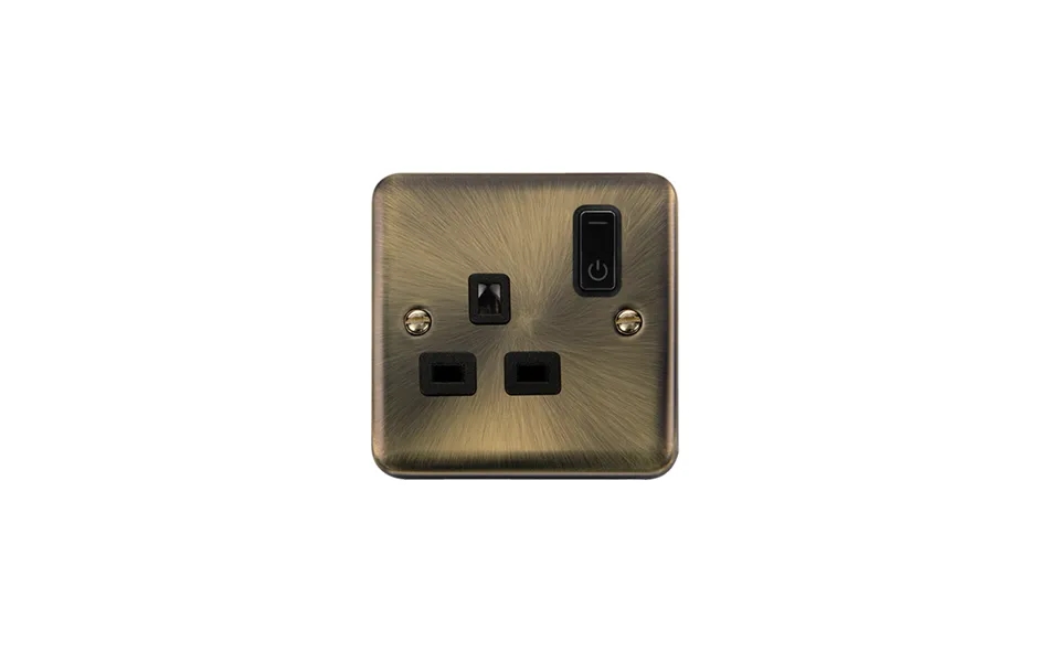 Click 13a 1 Gang Antique Brass Smart Socket Insert Black